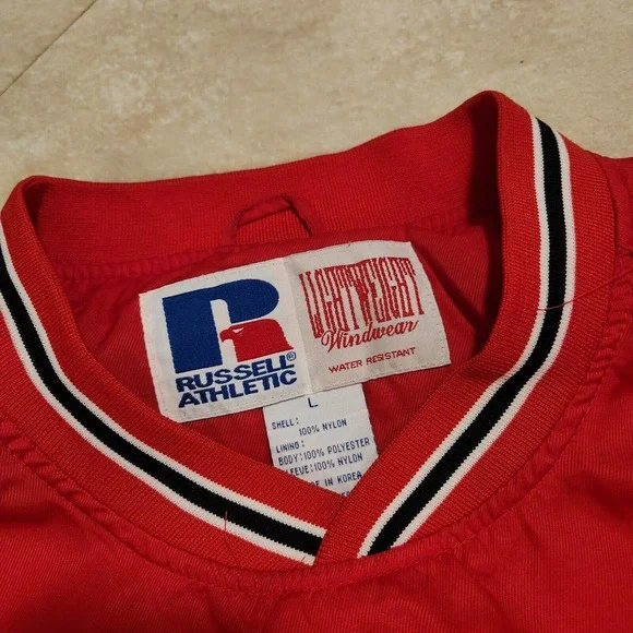 VTG 90s Russell Athletic Lightweight Windbreaker Mens L Large Blank Pullover Red - Picture 4 of 11